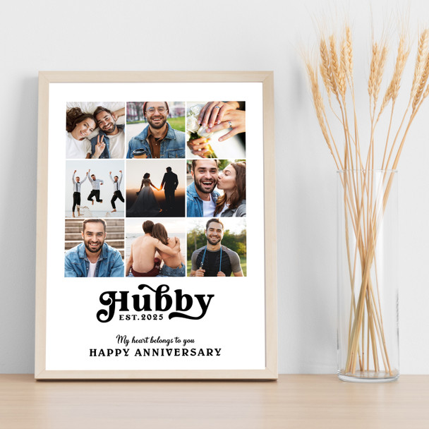 Photo Collage Wedding Anniversary Custom Gift 9-Photo Hubby Print Or Canvas Photo Collage Wedding Anniversary Custom Gift 9-Photo Hubby Print Or Canvas