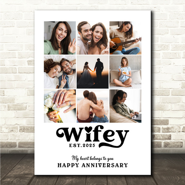 Photo Collage Wedding Anniversary Custom Gift 9-Photo Wifey Print Or Canvas
