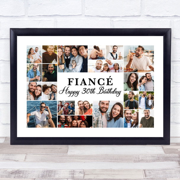 Photo Collage 30th Birthday Gift For Fiancé 22-Photo White Print Or Canvas