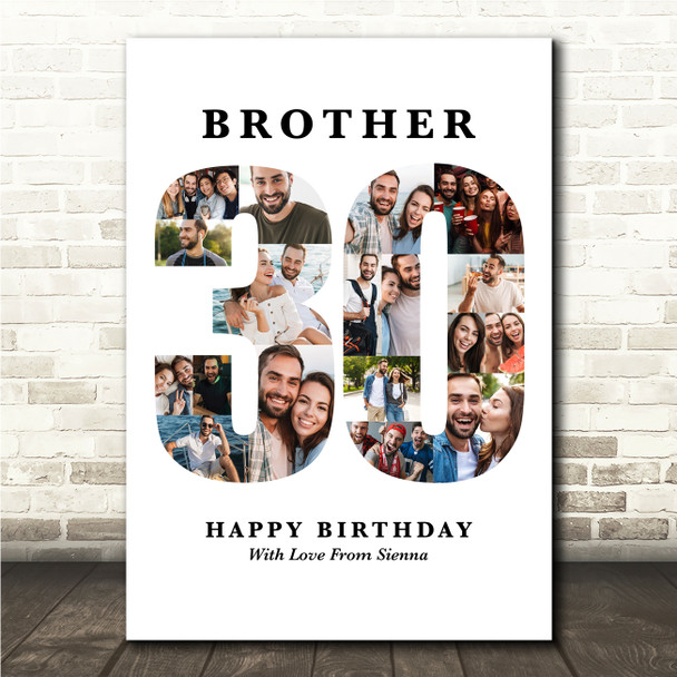 Photo Collage 30th Birthday Gift For Him 18-Photo 30 White Print Or Canvas Photo Collage 30th Birthday Gift For Him 18-Photo 30 White Print Or Canvas