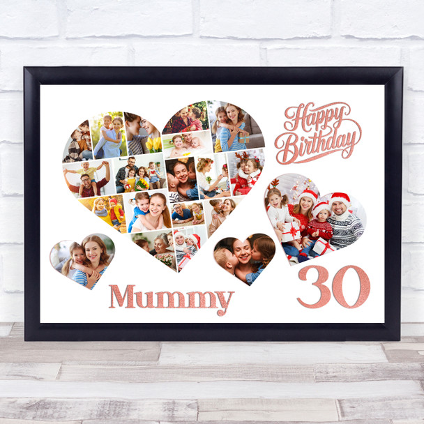 Photo Collage 30th Birthday Gift For Mummy 20-Photo Hearts Print Or Canvas Photo Collage 30th Birthday Gift For Mummy 20-Photo Hearts Print Or Canvas