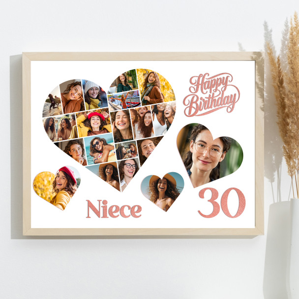 Photo Collage 30th Birthday Gift For Niece 20-Photo Hearts Print Or Canvas Photo Collage 30th Birthday Gift For Niece 20-Photo Hearts Print Or Canvas