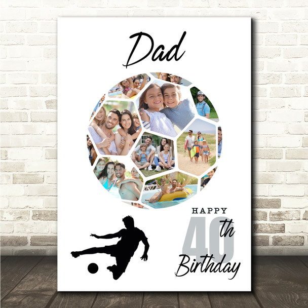 Photo Collage 40th Birthday Gift For Dad 14-Photo Football Print Or Canvas Photo Collage 40th Birthday Gift For Dad 14-Photo Football Print Or Canvas