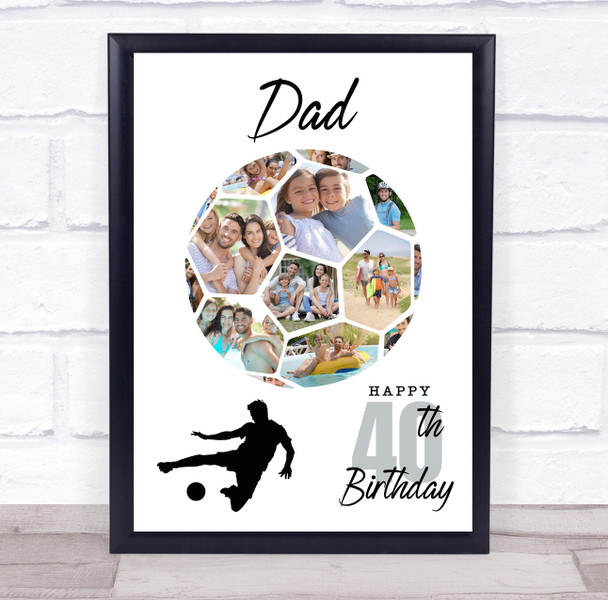 Photo Collage 40th Birthday Gift For Dad 14-Photo Football Print Or Canvas Photo Collage 40th Birthday Gift For Dad 14-Photo Football Print Or Canvas