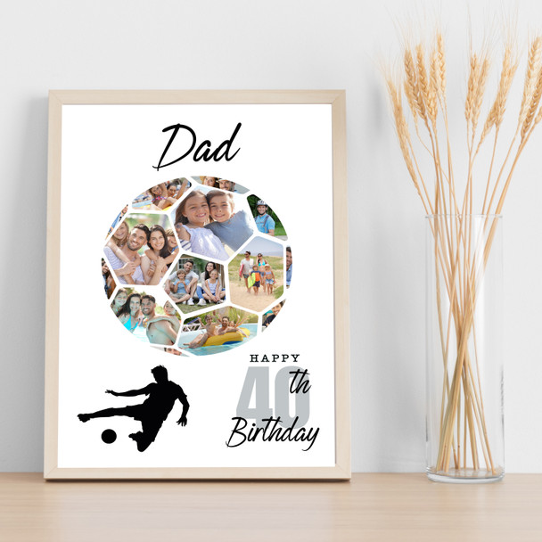Photo Collage 40th Birthday Gift For Dad 14-Photo Football Print Or Canvas Photo Collage 40th Birthday Gift For Dad 14-Photo Football Print Or Canvas
