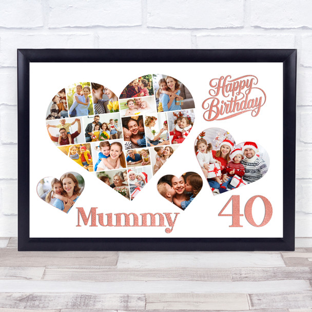 Photo Collage 40th Birthday Gift For Mummy 20-Photo Hearts Print Or Canvas Photo Collage 40th Birthday Gift For Mummy 20-Photo Hearts Print Or Canvas