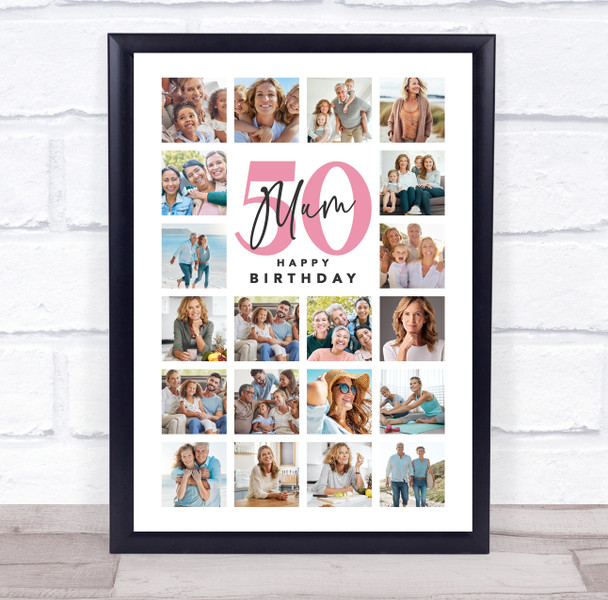 Photo Collage 50th Birthday Gift For Mum 20-Photo Portrait Print Or Canvas