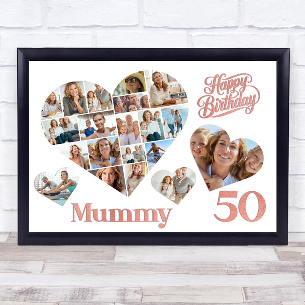Photo Collage 50th Birthday Gift For Mummy 20-Photo Hearts Print Or Canvas Photo Collage 50th Birthday Gift For Mummy 20-Photo Hearts Print Or Canvas