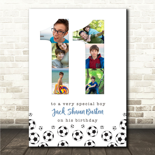 Photo Collage 6-Photo 11th Birthday Football Gift For Boys Print Or Canvas
