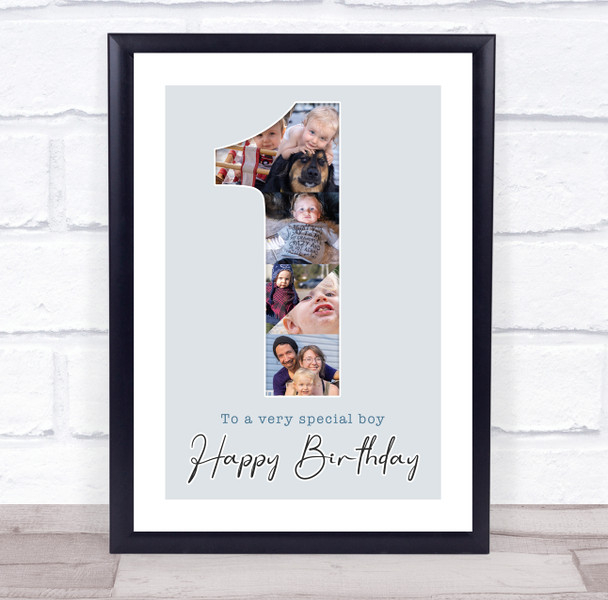 Photo Collage 6-Photo 1st Birthday Gift For Boys Baby Blue Print Or Canvas Photo Collage 6-Photo 1st Birthday Gift For Boys Baby Blue Print Or Canvas