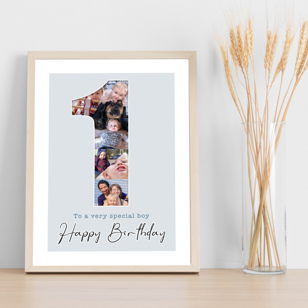 Photo Collage 6-Photo 1st Birthday Gift For Boys Baby Blue Print Or Canvas Photo Collage 6-Photo 1st Birthday Gift For Boys Baby Blue Print Or Canvas