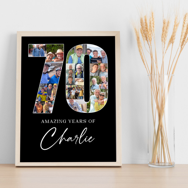 Photo Collage 70th Birthday Gift For Him 16-Photo 70 Black Print Or Canvas Photo Collage 70th Birthday Gift For Him 16-Photo 70 Black Print Or Canvas
