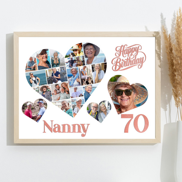 Photo Collage 70th Birthday Gift For Nanny 20-Photo Hearts Print Or Canvas Photo Collage 70th Birthday Gift For Nanny 20-Photo Hearts Print Or Canvas