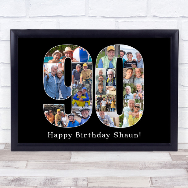 Photo Collage 90th Birthday Gift For Him 16-Photo 90 Black Print Or Canvas Photo Collage 90th Birthday Gift For Him 16-Photo 90 Black Print Or Canvas