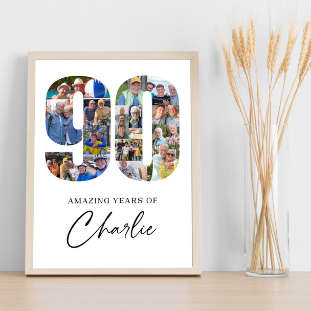 Photo Collage 90th Birthday Gift For Him 16-Photo 90 White Print Or Canvas Photo Collage 90th Birthday Gift For Him 16-Photo 90 White Print Or Canvas