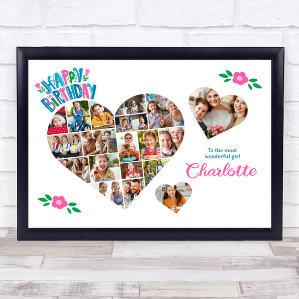 Photo Collage 20-Photo Birthday Gift For Kids Hearts Girls Print Or Canvas