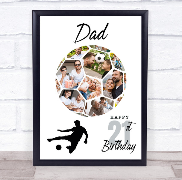 Photo Collage 21st Birthday Gift For Dad 14-Photo Football Print Or Canvas
