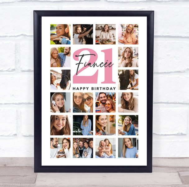 Photo Collage 21st Birthday Gift For Fiancée 20-Photo Pink Print Or Canvas Photo Collage 21st Birthday Gift For Fiancée 20-Photo Pink Print Or Canvas