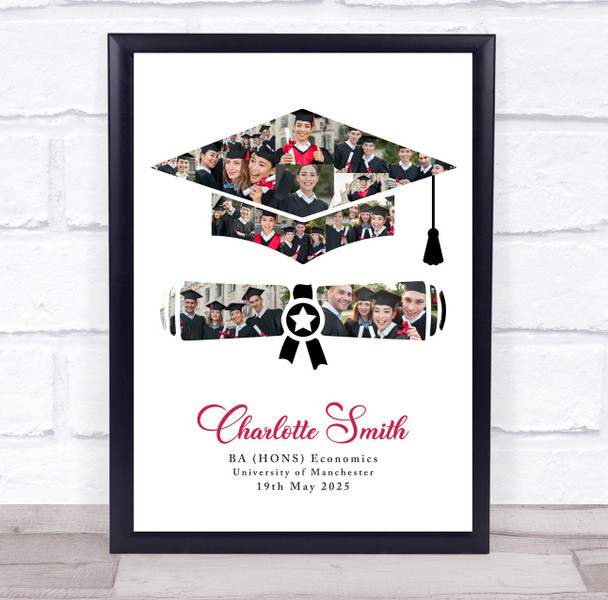 Photo Collage Graduation Gift For Student 16-Photo Diploma Print Or Canvas