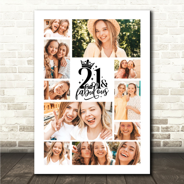 Photo Collage 21st Birthday Gift For Anyone 10-Photo 21st Print Or Canvas