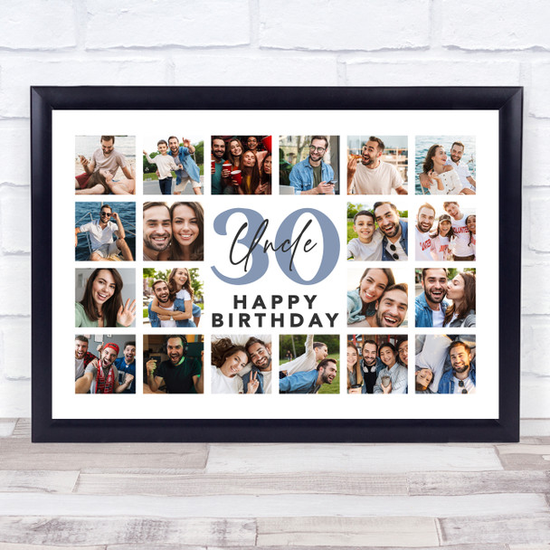 Photo Collage 30th Birthday Personalised Gift For Uncle 20-Photo Print Or Canvas