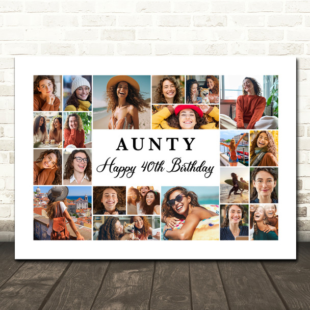 Photo Collage 40th Birthday Personalised Gift For Aunty 22-Photo Print Or Canvas Photo Collage 40th Birthday Personalised Gift For Aunty 22-Photo Print Or Canvas