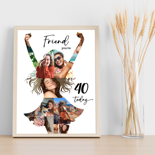 Photo Collage 40th Birthday Personalised Gift For Friend 9-Photo Print Or Canvas