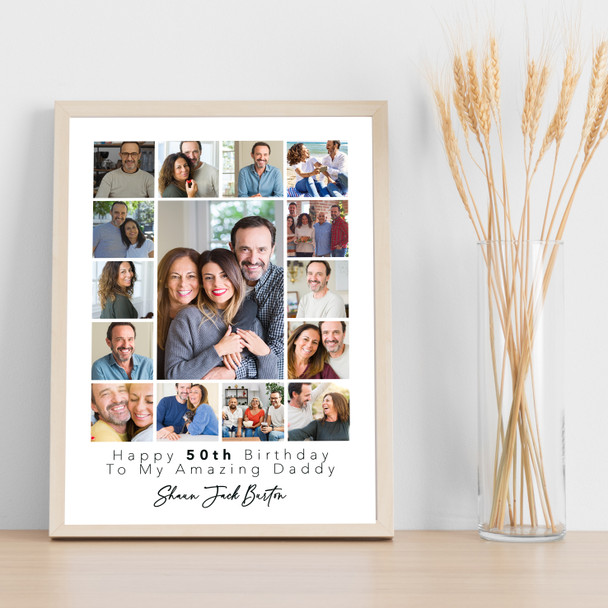 Photo Collage 50th Birthday Personalised Gift For Daddy 15-Photo Print Or Canvas Photo Collage 50th Birthday Personalised Gift For Daddy 15-Photo Print Or Canvas