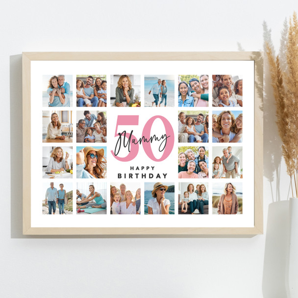 Photo Collage 50th Birthday Personalised Gift For Mummy 20-Photo Print Or Canvas