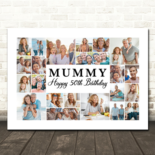 Photo Collage 50th Birthday Personalised Gift For Mummy 22-Photo Print Or Canvas