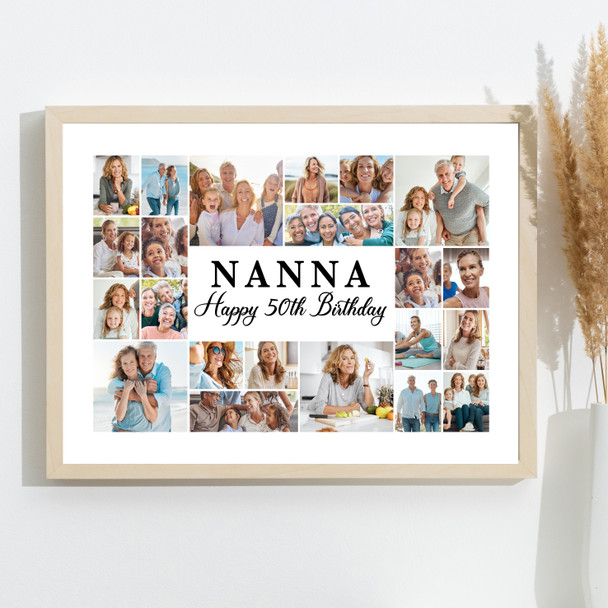 Photo Collage 50th Birthday Personalised Gift For Nanna 22-Photo Print Or Canvas Photo Collage 50th Birthday Personalised Gift For Nanna 22-Photo Print Or Canvas