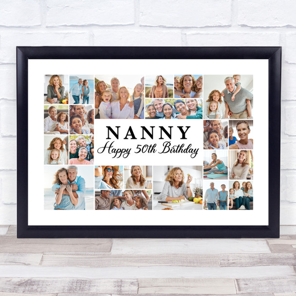 Photo Collage 50th Birthday Personalised Gift For Nanny 22-Photo Print Or Canvas Photo Collage 50th Birthday Personalised Gift For Nanny 22-Photo Print Or Canvas