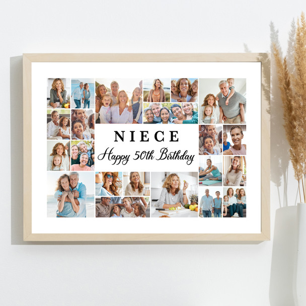 Photo Collage 50th Birthday Personalised Gift For Niece 22-Photo Print Or Canvas