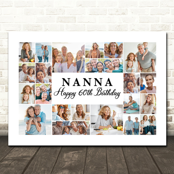 Photo Collage 60th Birthday Personalised Gift For Nanna 22-Photo Print Or Canvas