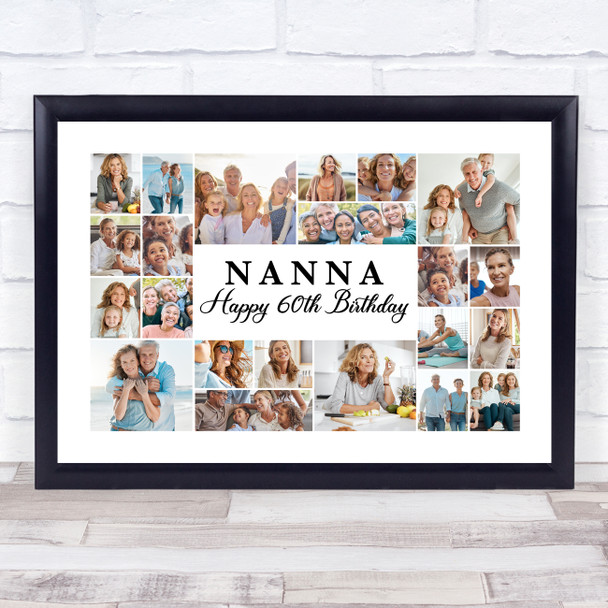 Photo Collage 60th Birthday Personalised Gift For Nanna 22-Photo Print Or Canvas