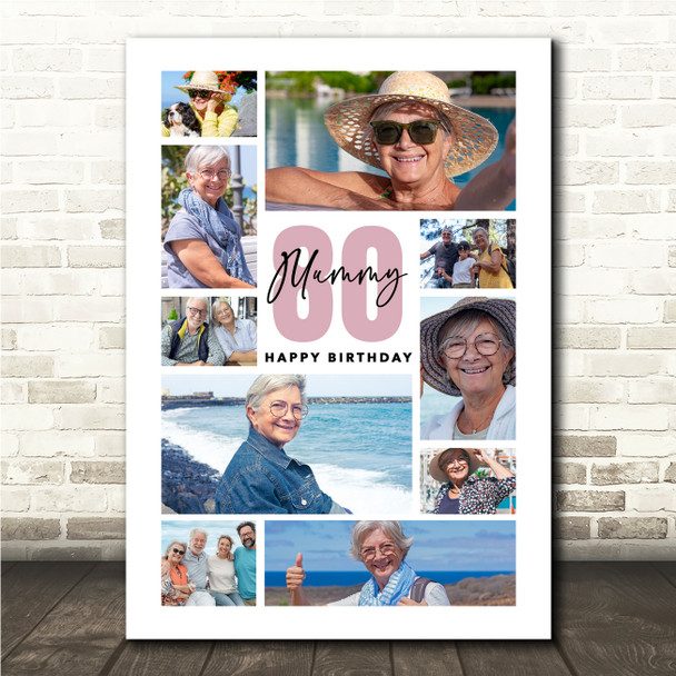 Photo Collage 80th Birthday Personalised Gift For Mummy 10-Photo Print Or Canvas