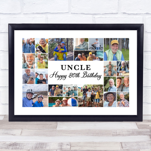 Photo Collage 80th Birthday Personalised Gift For Uncle 22-Photo Print Or Canvas