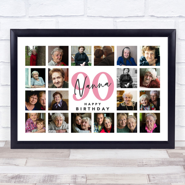 Photo Collage 90th Birthday Personalised Gift For Nanna 20-Photo Print Or Canvas