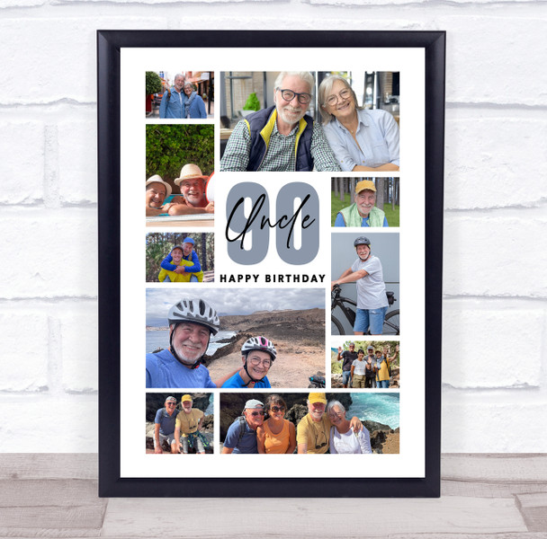 Photo Collage 90th Birthday Personalised Gift For Uncle 10-Photo Print Or Canvas