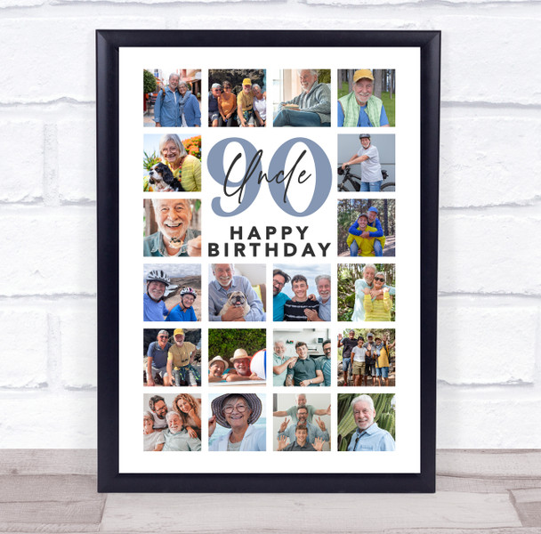 Photo Collage 90th Birthday Personalised Gift For Uncle 20-Photo Print Or Canvas