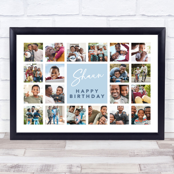 Photo Collage Kids Boys Birthday Personalised Gift 20-Photo Blue Print Or Canvas