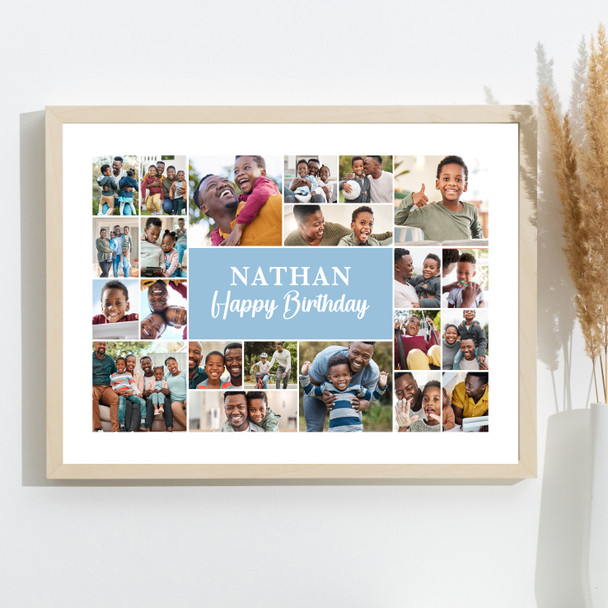 Photo Collage Kids Boys Birthday Personalised Gift 22-Photo Blue Print Or Canvas Photo Collage Kids Boys Birthday Personalised Gift 22-Photo Blue Print Or Canvas