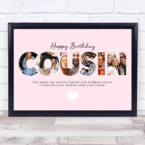 Photo Collage Pink 6-Photo Birthday Personalised Gift For Cousin Print Or Canvas