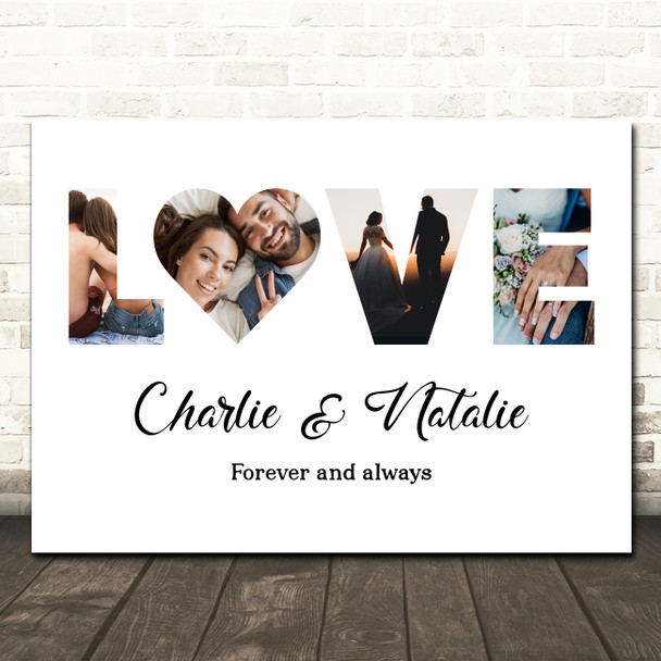Photo Collage Wedding Anniversary Personalised Gift 4-Photo Love Print Or Canvas