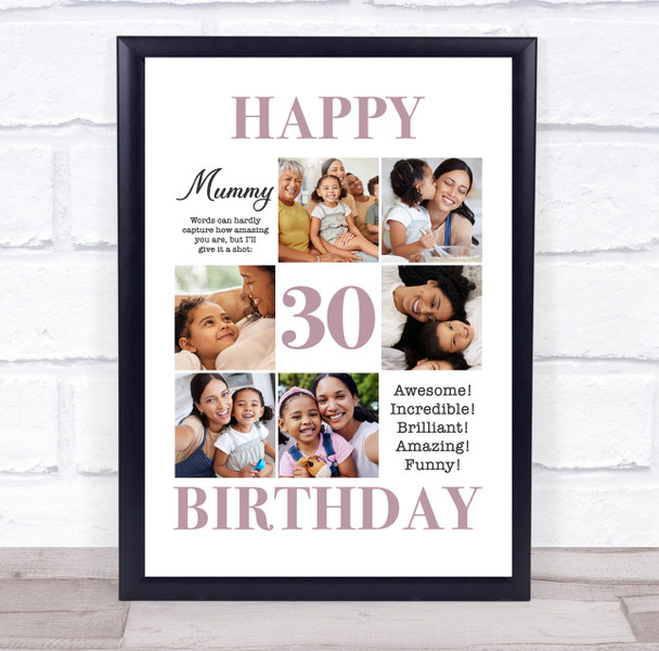 Photo Collage 30th Birthday Personalised Gift For Mummy 6-Photo Print Or Canvas Photo Collage 30th Birthday Personalised Gift For Mummy 6-Photo Print Or Canvas
