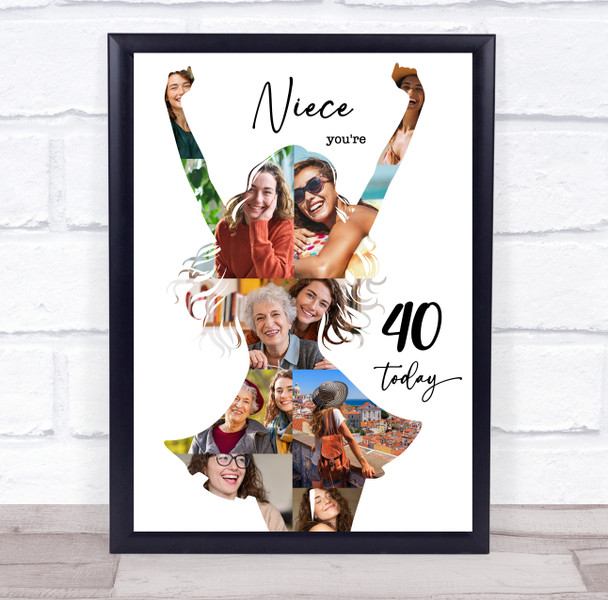 Photo Collage 40th Birthday Personalised Gift For Niece 9-Photo Print Or Canvas