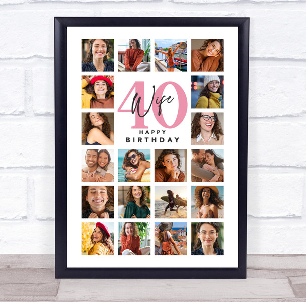 Photo Collage 40th Birthday Personalised Gift For Wife 20-Photo Print Or Canvas