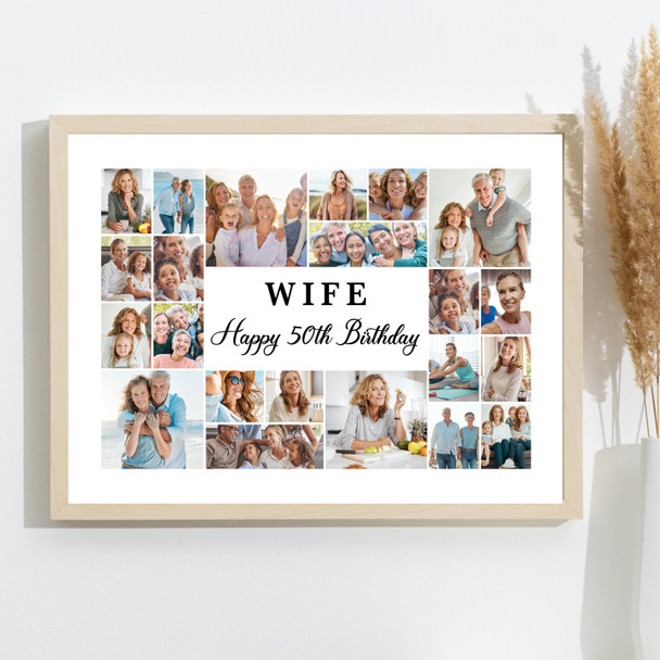 Photo Collage 50th Birthday Personalised Gift For Wife 22-Photo Print Or Canvas Photo Collage 50th Birthday Personalised Gift For Wife 22-Photo Print Or Canvas