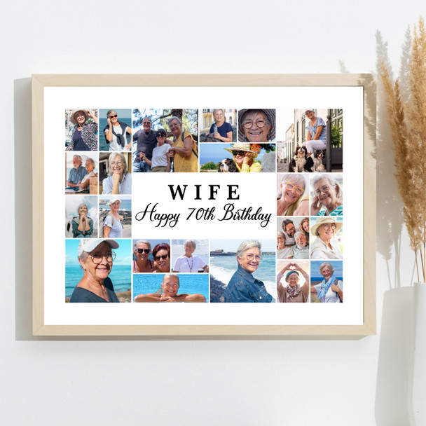 Photo Collage 70th Birthday Personalised Gift For Wife 22-Photo Print Or Canvas