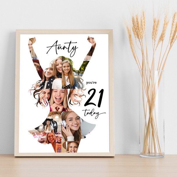 Photo Collage 21st Birthday Personalised Gift For Aunty 9-Photo Print Or Canvas